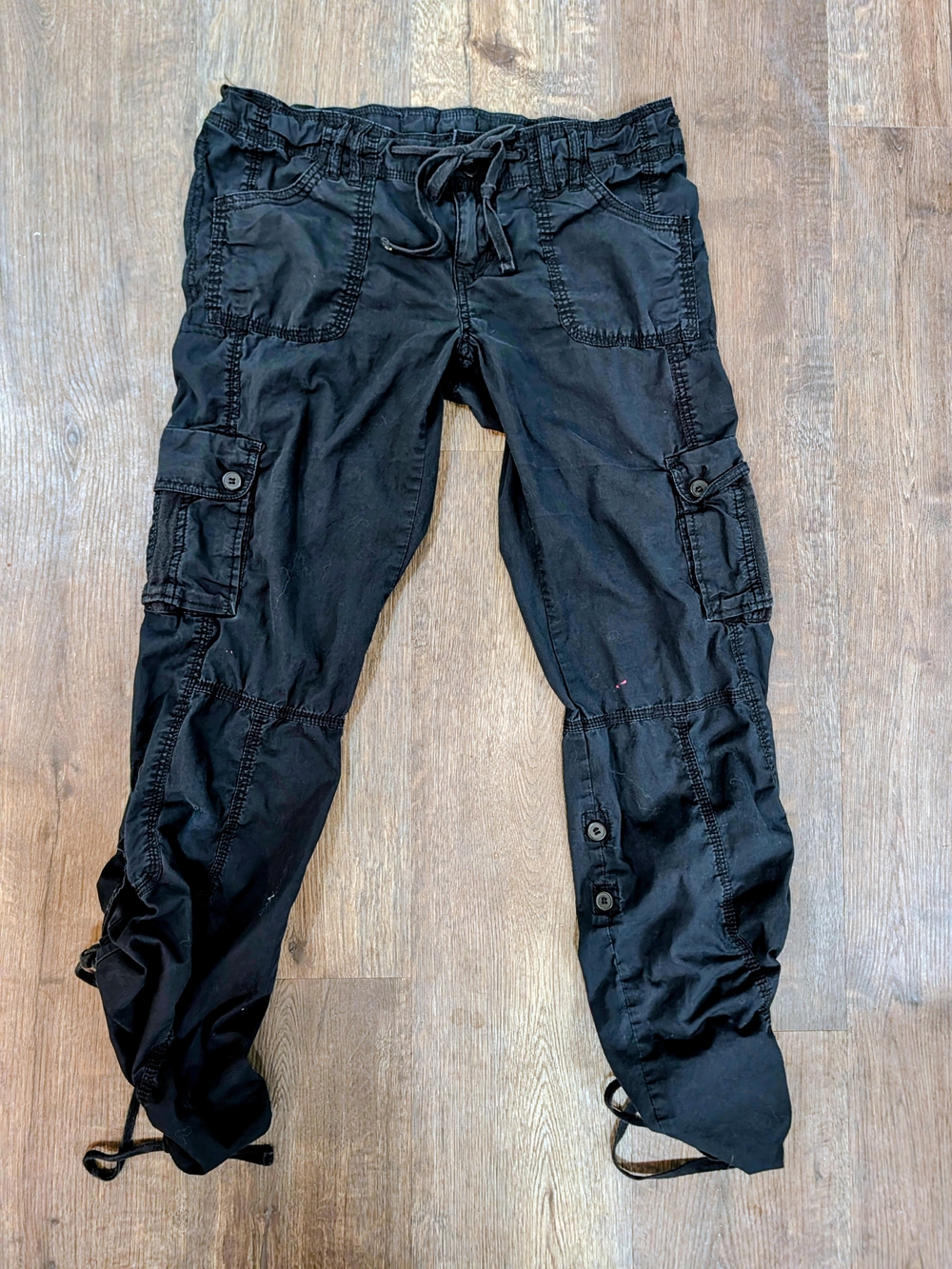 Navy Vintage Y2K Women's Cargo Drawstring Pants